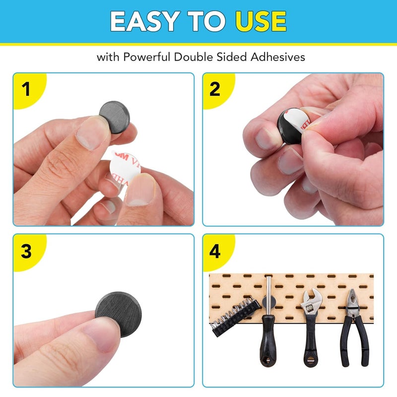 TRYMAG Ceramic Disc Magnets for Crafts, 60 Pcs Tiny Round Crafts with Adhesive Backing, Flat Circle Ferrite Industrial DIY, Science, Hobbies, Project - 18mm (.709 inch), 18x3mm - Image 5